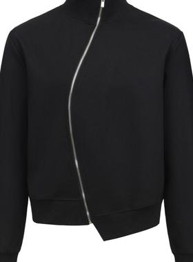 Without Me/MONBLACK 碳灰色弧形金属拉链高领简约设计师开衫卫衣