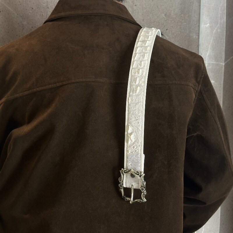 Without Me/ADV漆面喜马拉雅鳄皮枪铜凯旋门雕花十字扣头皮带腰带