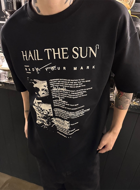 WithoutMe美式风百搭300g重磅黑色数码印花cleanfit短袖无性别T恤