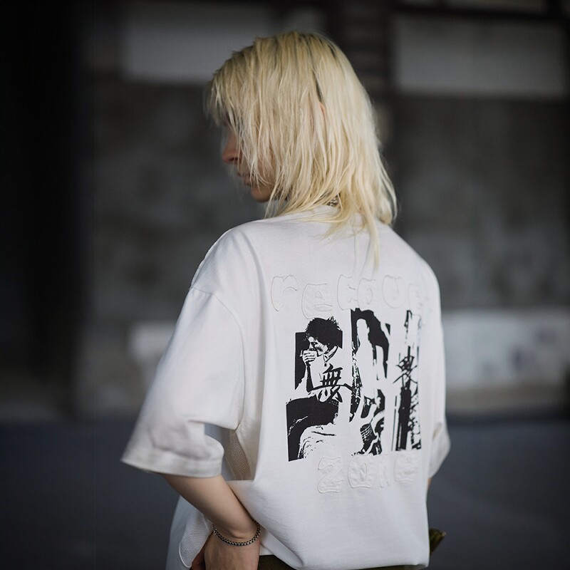 美式高街印花白色短袖T纯棉宽松