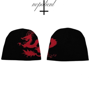 Without Me/NO PATIENT 25FW  音乐帝王 亚文化血钻弹力针织冷帽