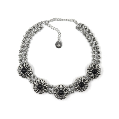 十字花镂空松石原创choker项链