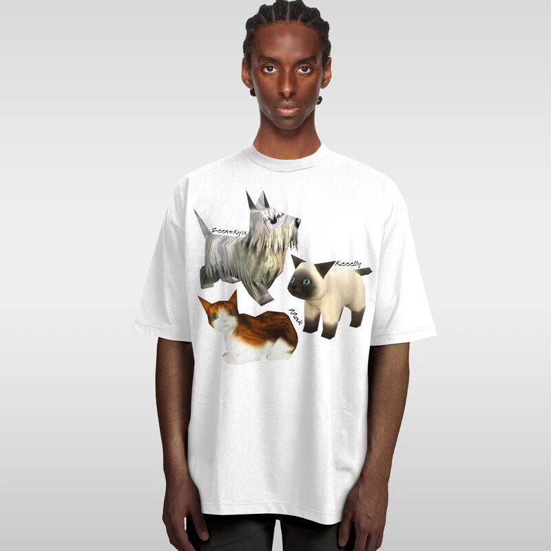 Without Me/AXIS*数码宝贝 宽松短袖T260G重磅做旧美式复古小领口