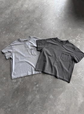 Without Me/Xentric 口袋单缝线成衣染色水洗做旧双纱纯棉短袖