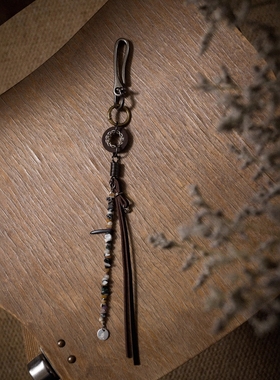 WithoutMe/Amalga mation棗 胶囊手作复古天然玛瑙牛皮定制钥匙绳