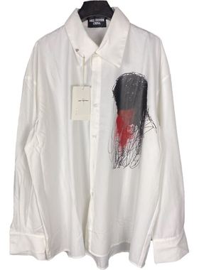 Without Me/1of remake Remake 暗黑白色宽松抽象印花人像衬衫