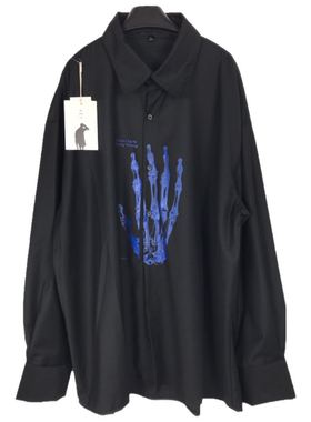 Without Me/1of remake Remake 先锋暗黑骨爪脊骨蓝色印花衬衫