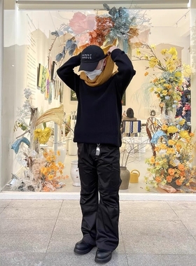 Without Me/ArchivesRoom 黑色微喇工装裤立体造型喇叭裤百搭长裤