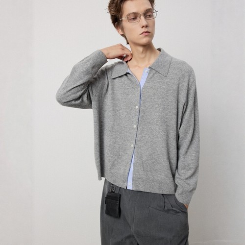 Without Me/RREIKO百分百美利奴羊毛蓝条纹拼接撞色针织开衫毛衣