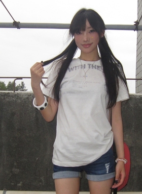 Without Me/WASE喷染混色220g雪花棉微透凉感正肩修身基础短袖