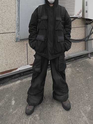 重工做旧落色手工磨破工装夹克