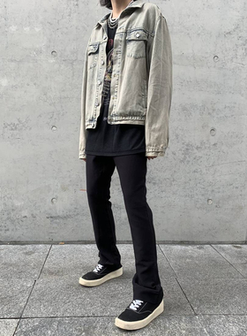 WithoutMe/3D裁剪黑色微喇叭垂感西裤修身休闲裤男女VAINCLOTHING