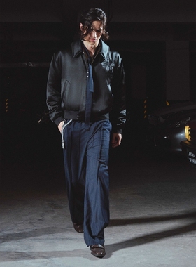 Without Me/RICHILL MELANCHOLY 错位腰袢 日本条纹羊毛面料 西裤