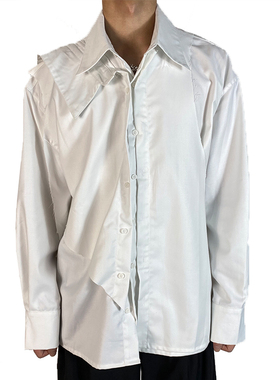 Without Me/1of remake 小众设计宽松解构双层拼接廓形白色衬衫