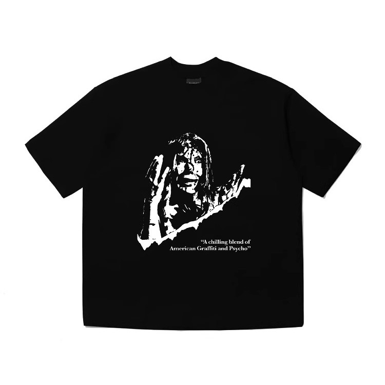 黑色魔女嘉莉小领口纯棉短袖