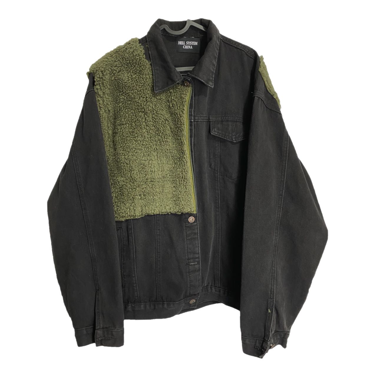 外套牛仔水洗羊羔绒拼接夹克