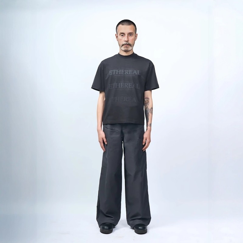 Without Me/ ETHEREAL 25SS THREE LOGO圆领短款字母印花中性短袖