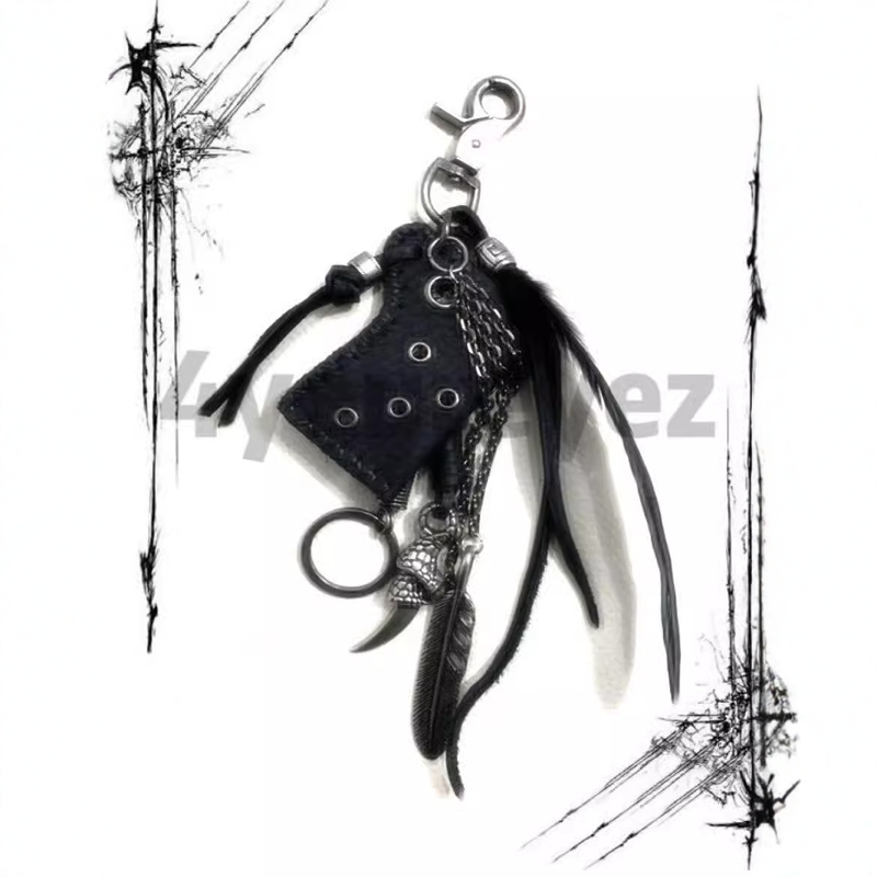 暗黑钥匙扣羽毛挂件亚文化