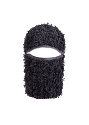 黑毛絮编织drill头套防风面罩帽