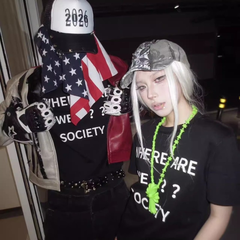 Without Me/NO PATIENT 25ss反车线龟裂标语印花修身版型T恤短袖