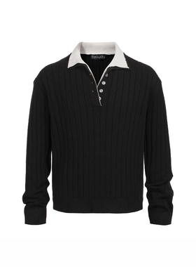 Without Me/TZ killer 内搭翻领立领长袖毛衣 条纹羊毛打底衫