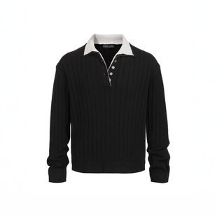 Without Me/TZ killer 内搭翻领立领长袖毛衣 条纹羊毛打底衫