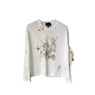 Without Me/ INTOWANG白纱女孩原创手工做旧火烧破坏印花纯棉街头