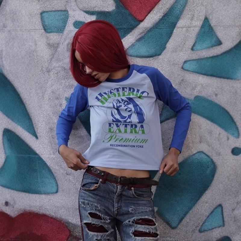 Without Me/Recombination YOKE* 插肩撞色修身纯棉街头长袖打底