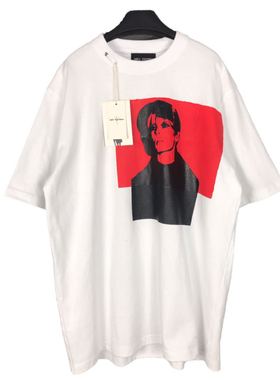 Without Me/1of remake Remake 不规则设计红色人像印花廓形短袖