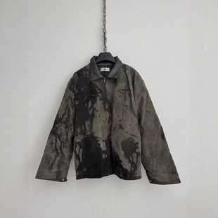 Without Me/SMILEANDSAD 手工John Waters脏染棉绒拼皮旧夹克外套