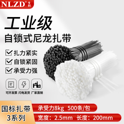NLZD尼龙扎带自锁卡扣黑白色扎带
