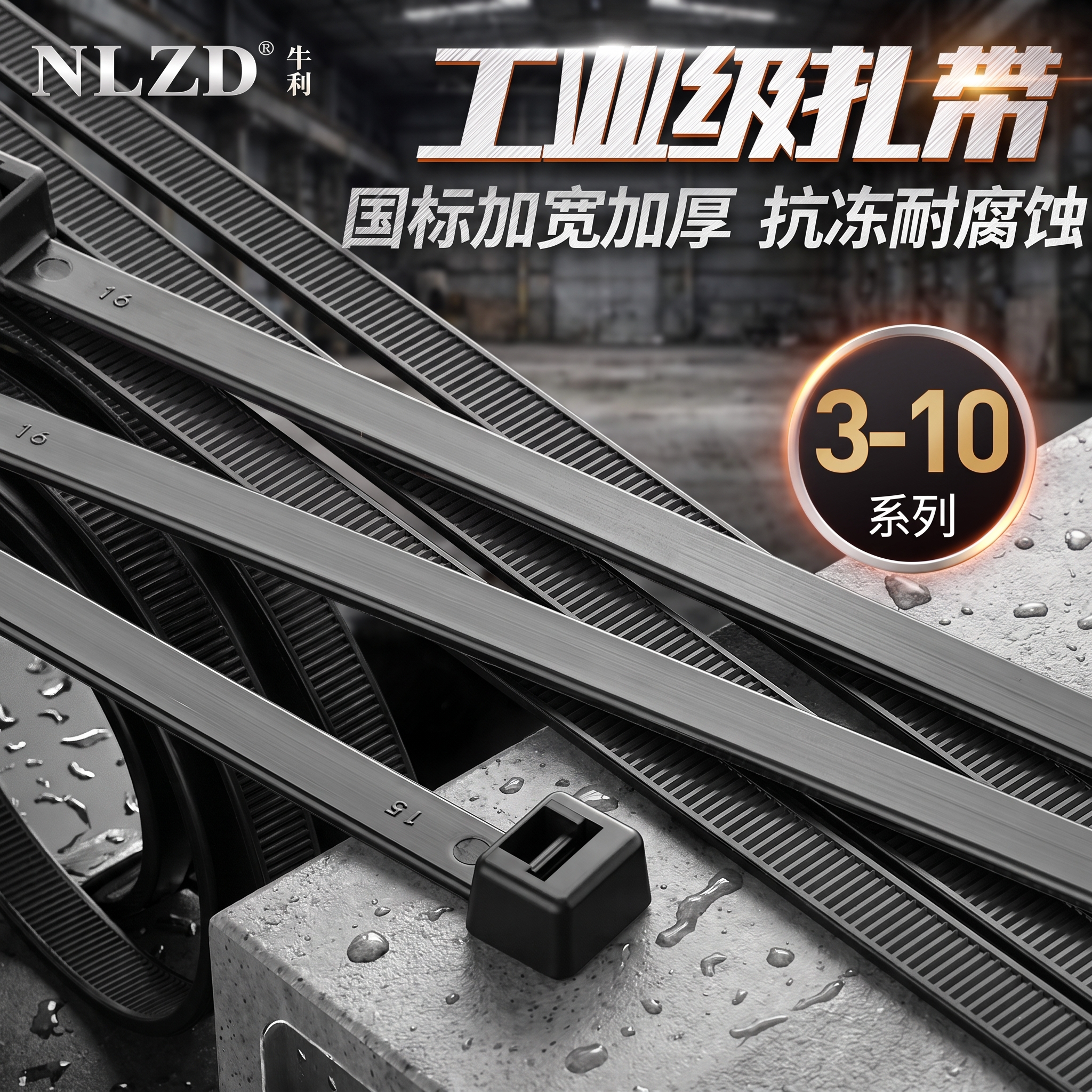 牛利自锁式尼龙扎带黑色束线带图片