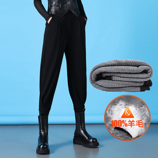 马丁靴棉裤 冬小个子萝卜休闲裤 女2024新款 加绒加厚羊毛束脚哈伦裤