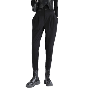 女士黑色哈伦裤女2026新款春秋显瘦小脚长裤休闲萝卜马丁靴裤子