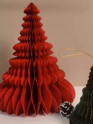 圣诞节橱窗吊饰蜂窝球折纸彩色圣诞树造型灯笼挂饰摆件活动装饰品