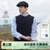 男装 Hazzys哈吉斯奥莱休闲秋冬圆领背心保暖无袖 上衣 羊毛混纺