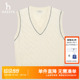 Hazzys哈吉斯针织马甲女士秋冬新品 保暖背心V领通勤舒适上衣 时尚