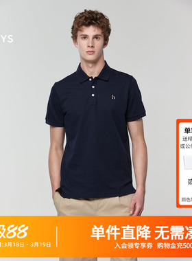 【凉感】Hazzys哈吉斯新款男士翻领T恤男休闲通勤内搭短袖Polo衫