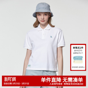 女士宽松T恤时尚 polo衫 休闲通勤体恤女上衣 短袖 Hazzys哈吉斯夏季