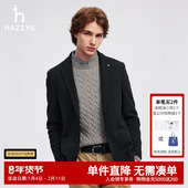 男士 两粒扣休闲单西男长袖 简约潮流时尚 Hazzys哈吉斯秋季 西装 外套
