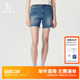 运动复古舒适通勤裤 女时尚 子潮 女士休闲牛仔短裤 Hazzys哈吉斯夏季
