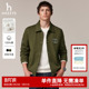 通勤外套 翻领休闲宽松纯棉夹克上衣纯色长袖 Hazzys哈吉斯秋季 男士
