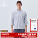 细条纹牛津纺时尚 通勤男士 长袖 Hazzys哈吉斯春夏男装 衬衫 休闲上衣