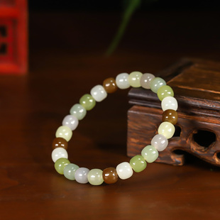 新疆和田玉冰透多宝手串渐变多宝8mm纯天然和田玉节日礼物情侣款