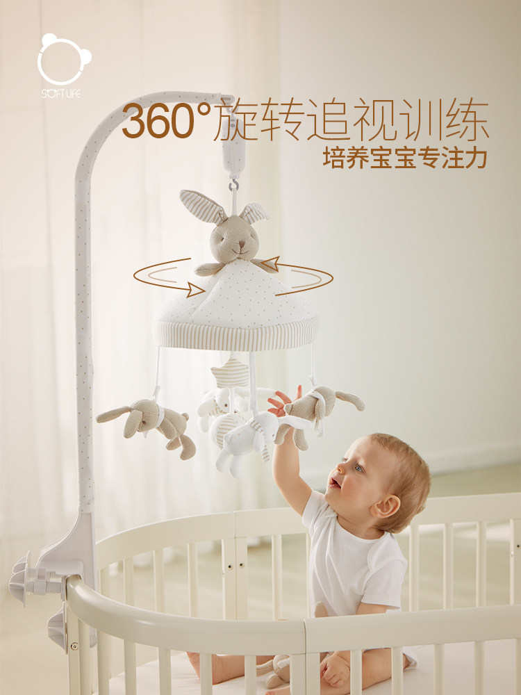 softlife bed bell baby новорожденный прикроватный подвесной музыкальный вращающаяся погремушка детская кроватка подвесная успокаивающая игрушка Изображение 1