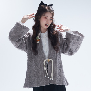 泽米拉明制合领袄针织国风立领衬衫改良汉服女冬日常马面裙半身裙