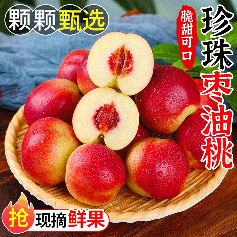 正宗珍珠枣油桃白肉红皮脆甜桃子