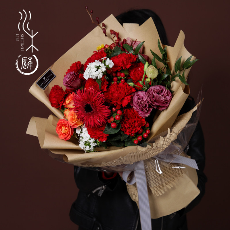 重庆鲜花速递同城花店配送康乃馨花束送妈妈领导生日礼物送花上门