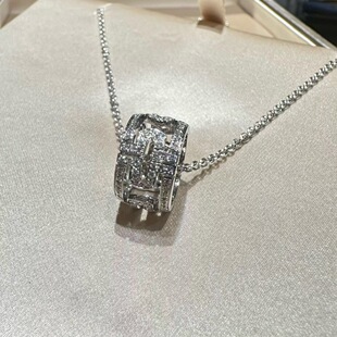 二手推荐Bvlgari/宝格丽 parentesi系列白金满钻回形针镂空项链