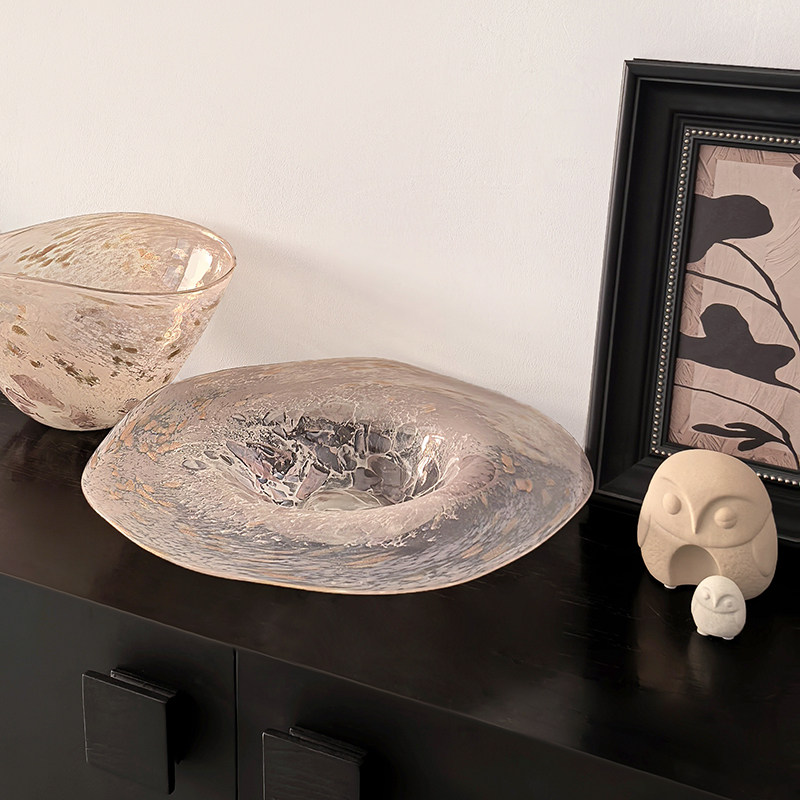 轻奢彩绘玻璃水果盘收纳盘